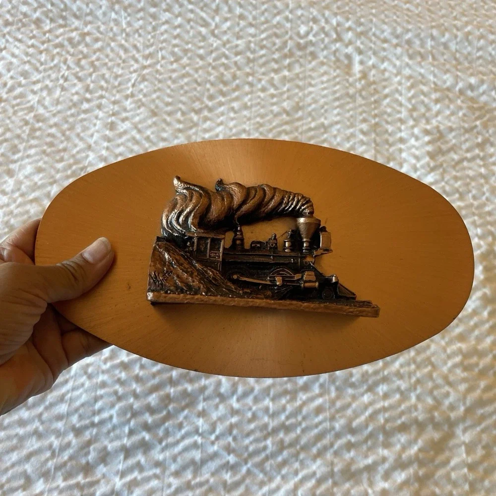 Vtg Original Victor Wall Art 3D Copperama Train Engine Locomotive Hanging
